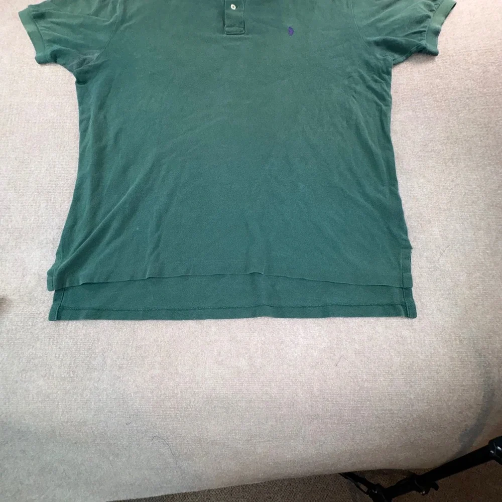 Polo Ralph Lauren Shirt Mens XL Green Short Sleeve Pique Cotton Purple Pony Logo